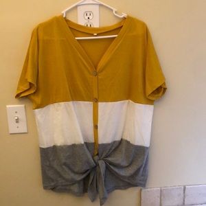 Women’s color block tie front top